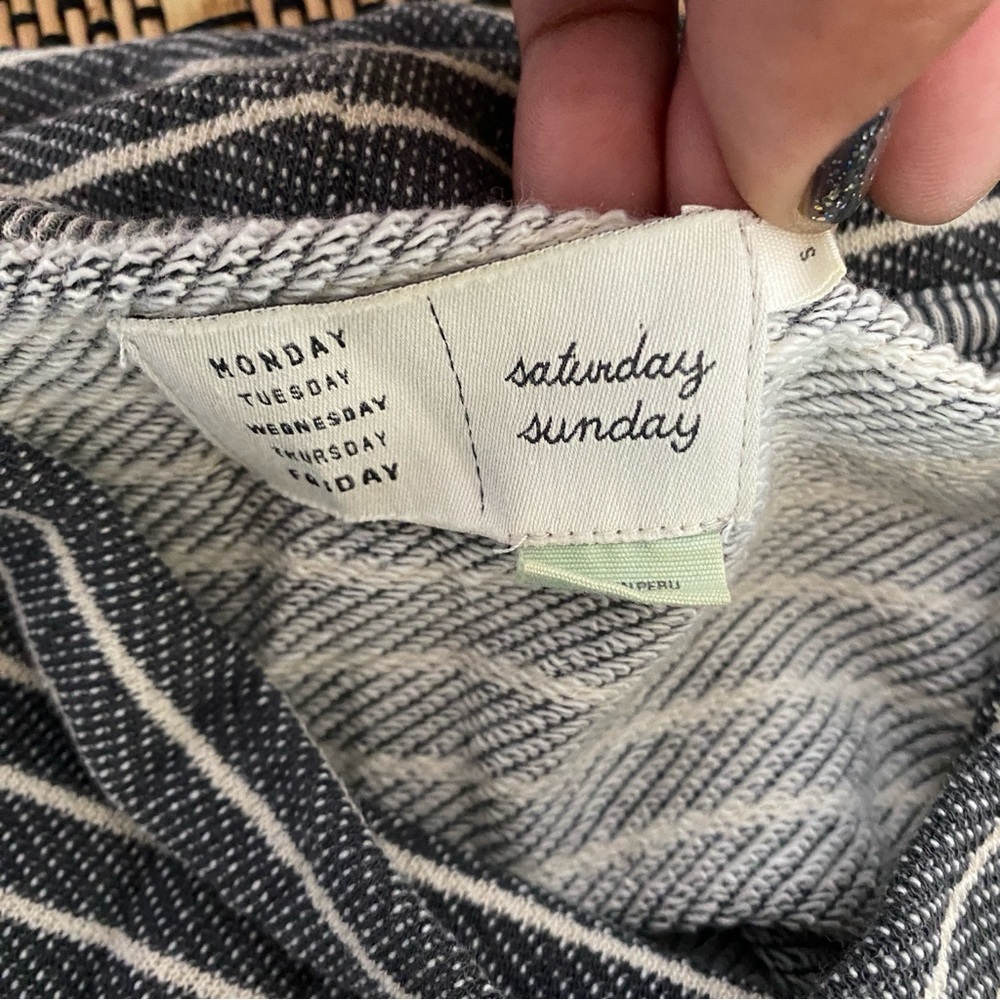 Saturday Sunday Anthropologie Cowl Neck Pullover Sweater S Striped Casual - Picture 5 of 8